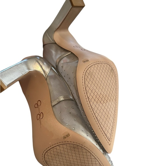 NWOB Jessica Simpson Silver Pylise Rhinestone Embellished Pointed Toe Size 8.5 - Picture 5 of 5